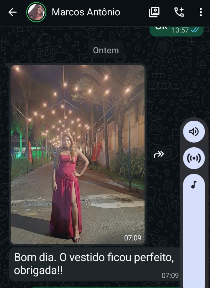 Depoimento WhatsApp de Cliente Satisfeita no Ateliê da Costura
